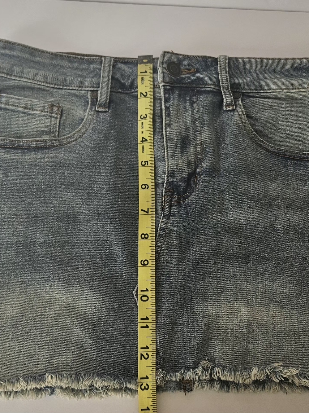 Rise Supply Co. Denim Mini Skirt Size M Blue Acid Wash Distressed Frayed Hem - Picture 10 of 11